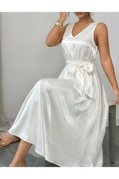 Evendi Long dress, Ecru