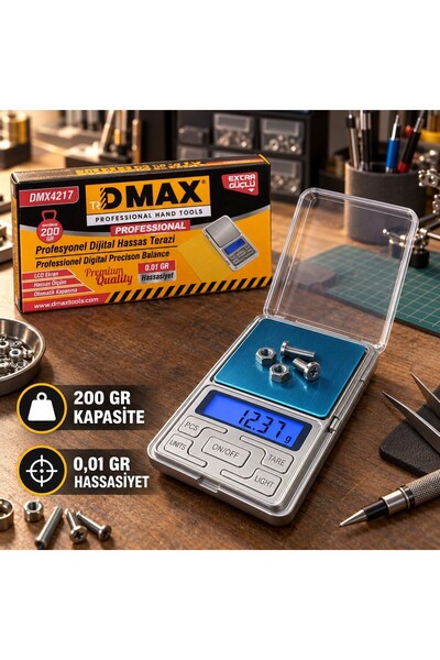 DMAX Dijital Hassas Terazi 200 gr Kapasiteli 0,01 gr Hassasiyet LCD Ekranlı Cep Terazisi