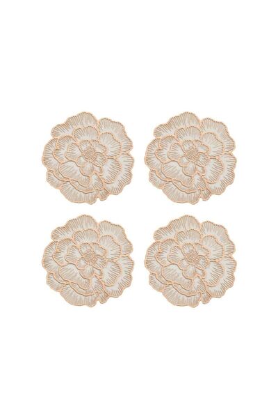 Jumbo Suporturi Pahar de Craciun cu Model Floare Roz Aurie Ø10cm - 4buc