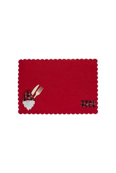 Jumbo Suport Farfurii Rosu din Pasla cu Husa pentru Tacamauri Model Gnome de ...