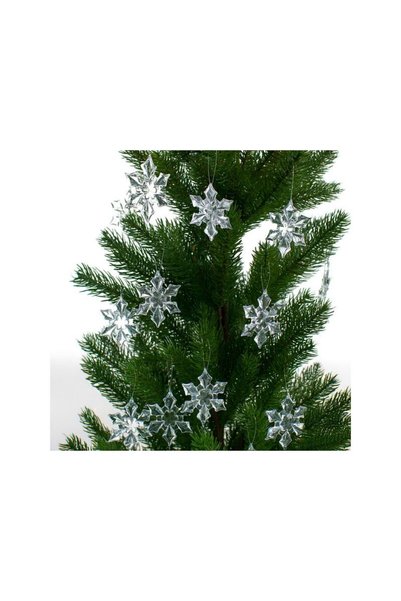 Jumbo Decoratiune de Craciun Fulgi Acrilici Transparenti 6cm - 12buc