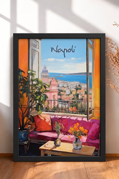 HOMEPACK Naples, Dome and Sea Framed Painting, Italy Poster, Living Room, Kit...