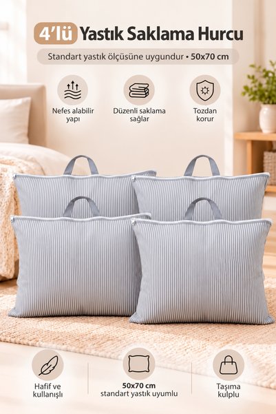 Formeya Aufbewahrungsbox für Kissen, 50 x 70 cm – mit Reißverschluss, mit Gri...