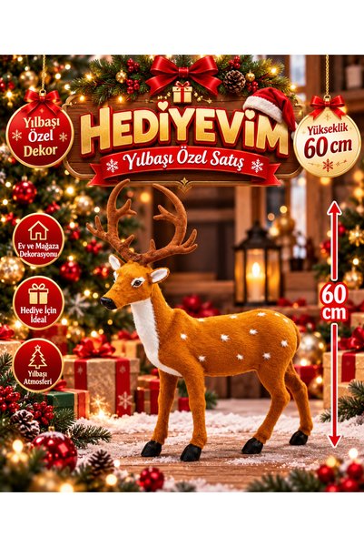 HEDİYEVİM Yilbasi Geyik Kahve 60cm