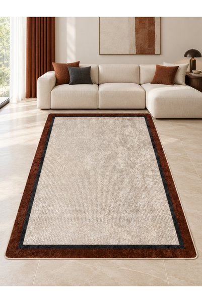 Brillant Çerçeve Desen Modern Lateks Taban Salon Antre Halı