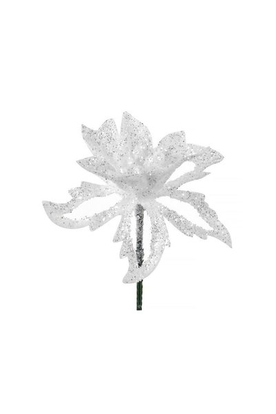 Jumbo Floare Decorativa de Craciun Alba 16cm