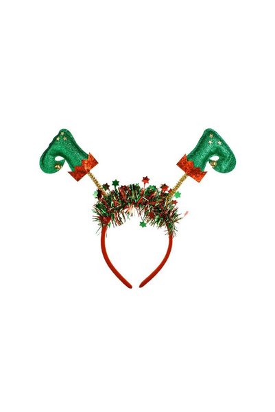 Jumbo Coronita Par de Craciun Cizmulite de Spiridus Clopot Rosu Verde Glitter...