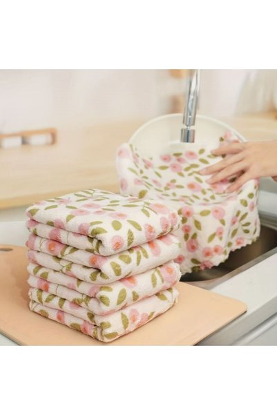 Generic 7 Pack Coral pattern Microfiber Cleaning Cloths Highly Absorbent Quic...