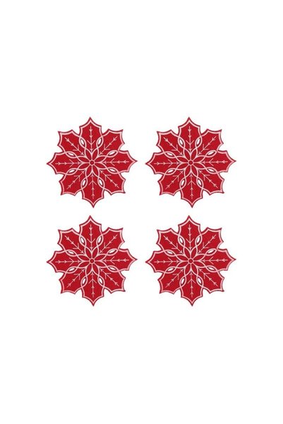 Jumbo Set Suporturi Pahar de Craciun din Fetru Rosu cu Model Craciunita Ø12cm...