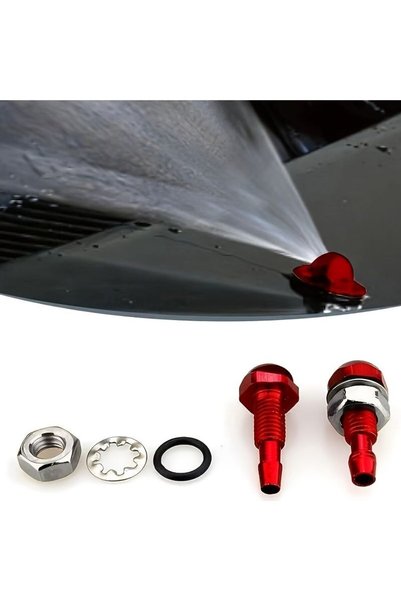 Generic Red Windshield Wiper Nozzle Set With Adjustable Spray Mode