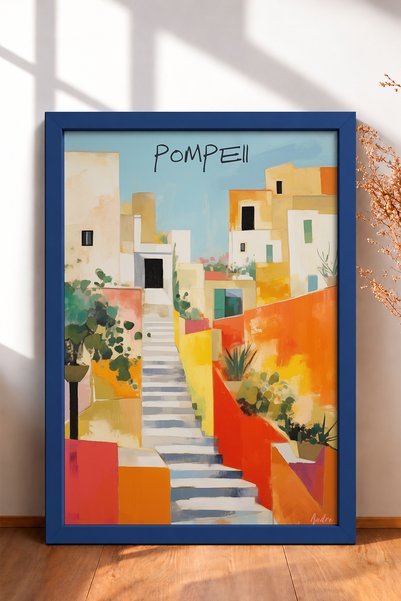 HOMEPACK Pompei Sunny Stairway Street Uokvirena Slika Italija Poster Dekoraci...