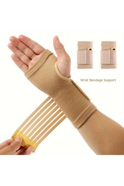 Generic Black Elastic Wrist Support Strap 2 Pack for Sports Men Women
