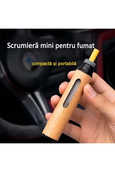 Razo Scrumieră mini portabilă din lemn, pentru mașină și exterior