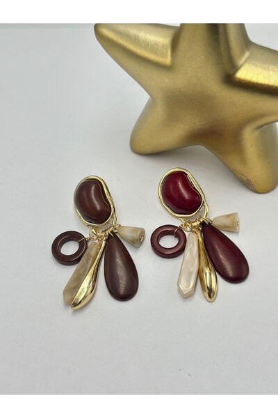BYYEŞO Oval Cut Drop Earrings (Brass Plated) Brown