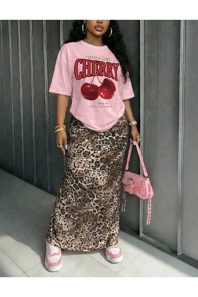 Evendi Outfit, Pink/ Animal Print