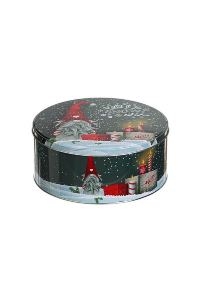 Jumbo Cutie Metalica de Craciun Rotunda Gri Gnome Ø19.7x8.6cm
