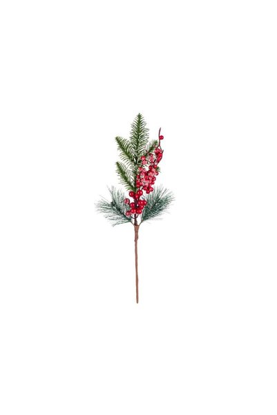 Jumbo Ramura Decorativa de Craciun Brad Pin Nins cu Pomusoare Rosii 45cm