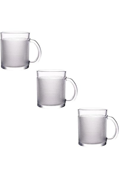 Generic Brand Glass Diamond Dot Mug Set, 3 Pieces, Sugar Design