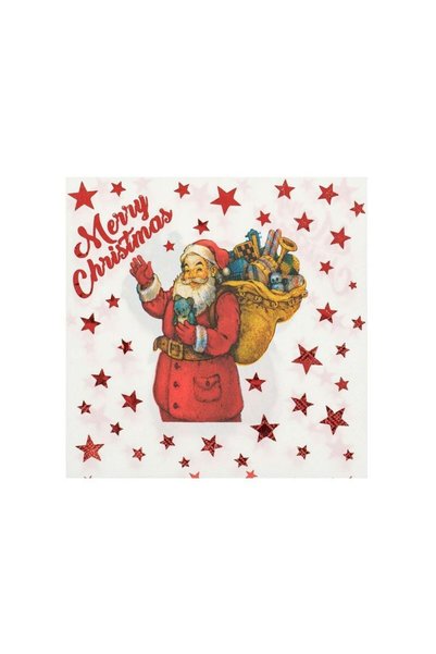 Jumbo Servetele de Masa Mos Craciun cu Cadouri Stele "Merry Christmas" Folie ...