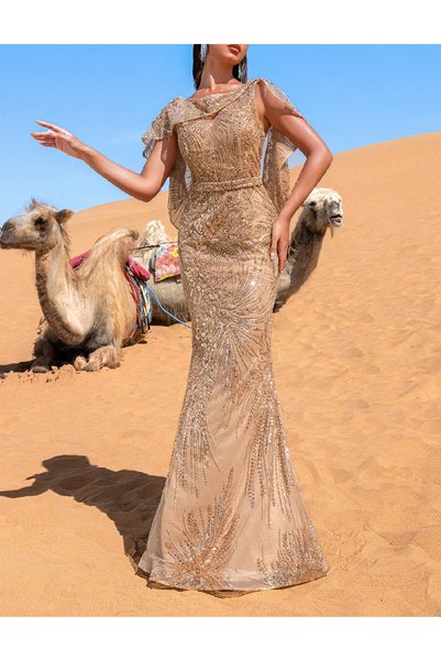 Evendi Long dress, Cream