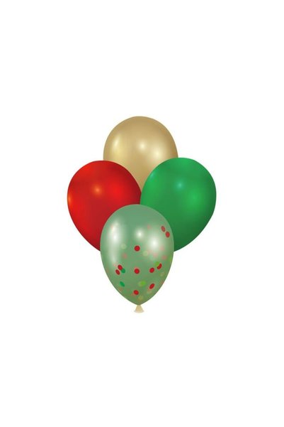Jumbo Baloane Petrecere de Craciun de 4 Culori cu Confetti 23cm - 120buc