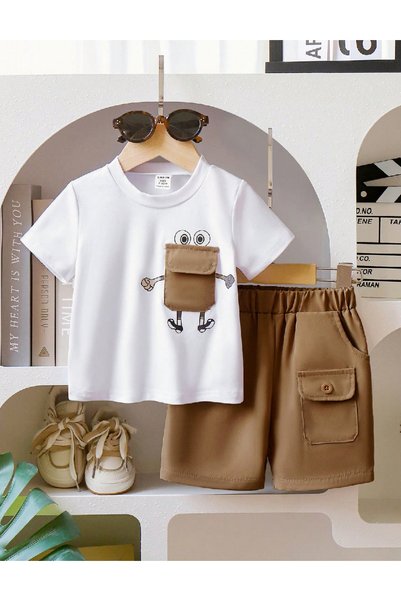 Evendi Suit, Brown/White
