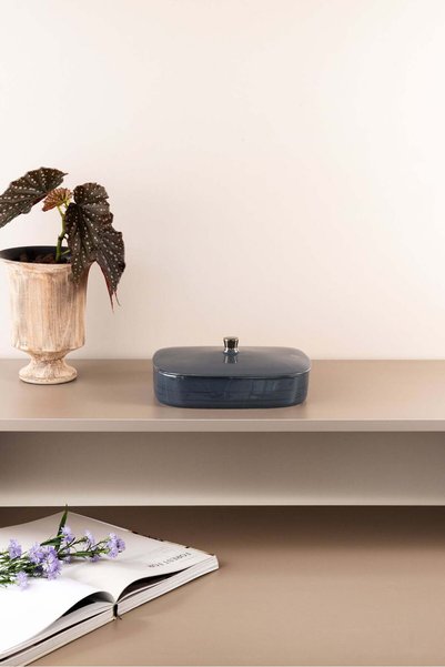 Otantik Date dish, medium size, by Miral - Blue and Silver