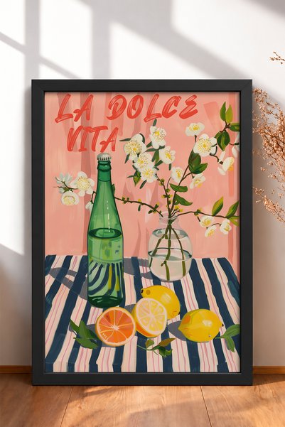 HOMEPACK La Dolce Vita Lemon and Floral Still Life Framed Painting, Italy Pos...