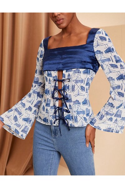 Evendi Bluza, Albastru/Alb