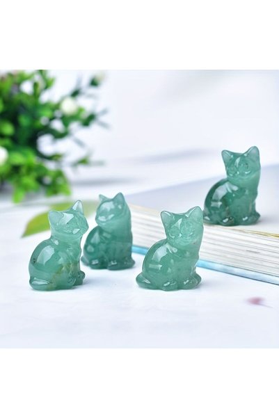 Generic تمثال قطة من حجر الأوبسيديان منحوت يدويًا، تصميم مصغر ودقيق، مناسب كز...