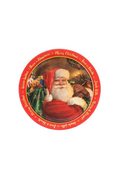 Jumbo Farfurii din Carton de Craciun Colorate Mos Craciun "Merry Christmas" 2...