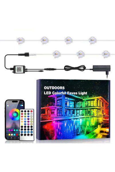 Vivendo Banda LED RGB decorativa, lungime 15m, 24 LED-uri multicolore, cu tel...