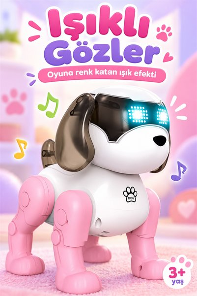 TinyCare Yürüyen Müzikli Işıklı Robot Köpek Oyuncak Farklı Melodili emekleme yardımcısı robot