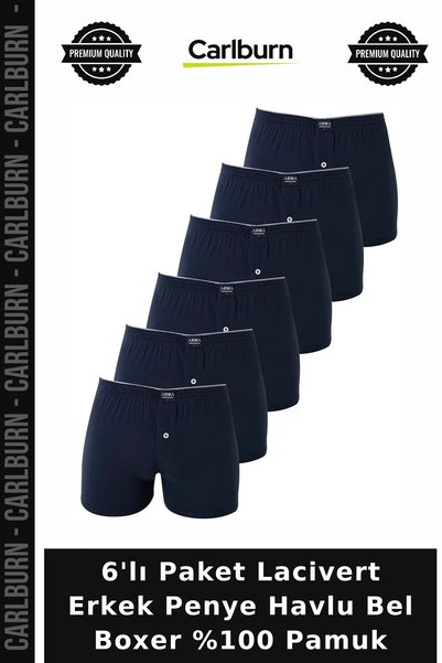 Carlburn Premium 6-Pack Navy Blue Men's Cotton Boxer Briefs, 100% Cotton, for...