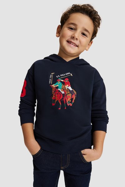 U.S. Polo Assn. سترة رياضية للأولاد باللون الأزرق الداكن، بياقة بغطاء للرأس، ...