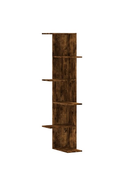 vidaxl Raft colț perete stejar fumuriu 36,5x36,5x140cm lemn prelucrat