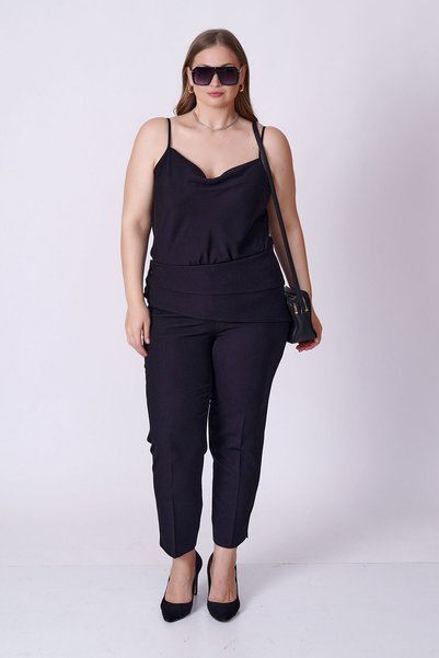 Büyük Moda Carrot Fabric Pants with Waist Scarf Detail