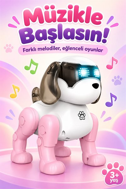 TinyCare Yürüyen Müzikli Işıklı Robot Köpek Oyuncak Farklı Melodili emekleme yardımcısı robot