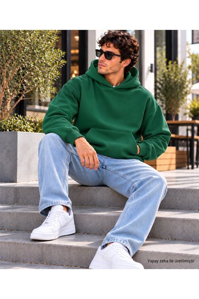 caddekombin Men's Basic Hooded Sweatshirt - Loose Fit, Comfortable, with Kang...
