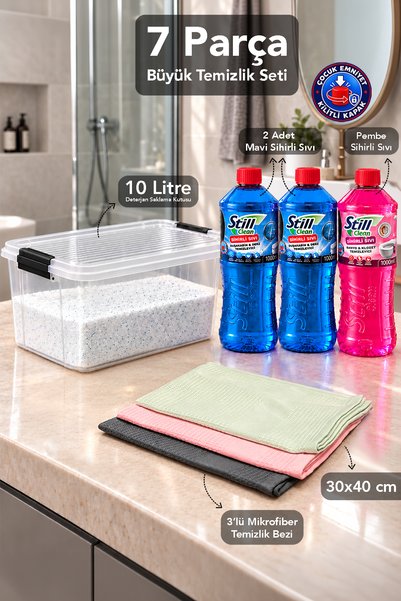 Meleni Home 7'li Temizlik Seti - Derz Fayans Temizleyici Sihirli Sıvı 10Lt Şe...
