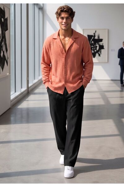 NO 601 Men's Bürümcük Shirt Pantalon Set