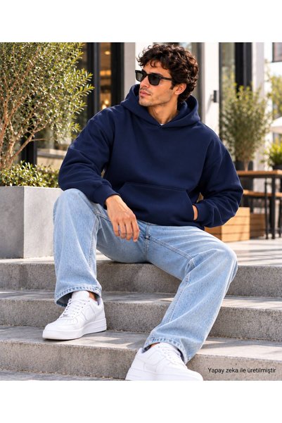 caddekombin Men's Basic Hooded Sweatshirt - Loose Fit, Comfortable, with Kang...