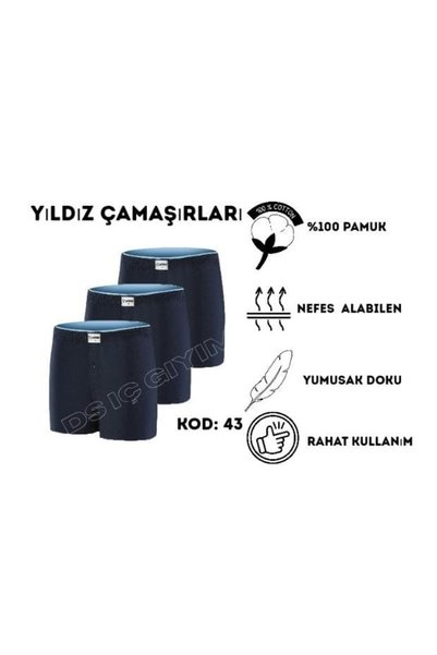 Yıldız Çamaşır 43 Men's Towel Straight Boxer 3 Pieces