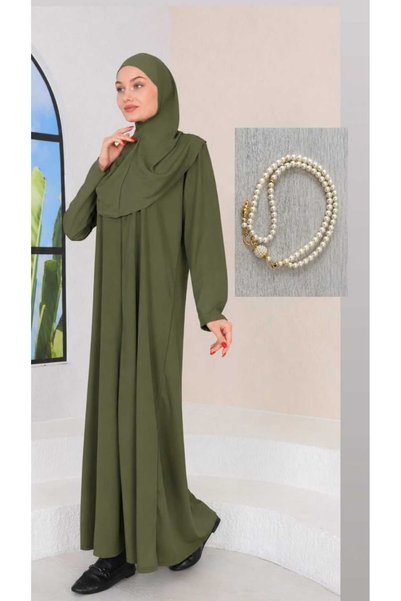 ELİF&ASLI Prayer Dress, Prayer Dress with Zipper, with Prayer Beads as a Gift...