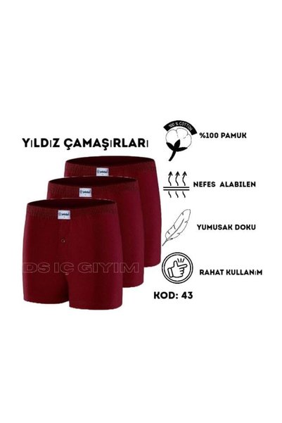 Yıldız Çamaşır 43 Men's Towel Straight Boxer 3 Pieces