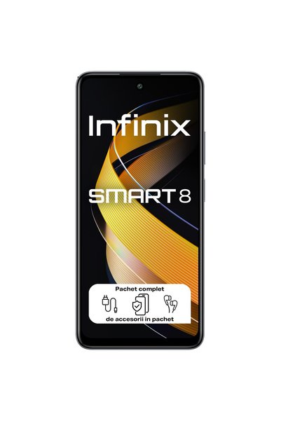 infinix smart 8 Telefon mobil, 3GB RAM, 64GB, 4G, Negru lemnos