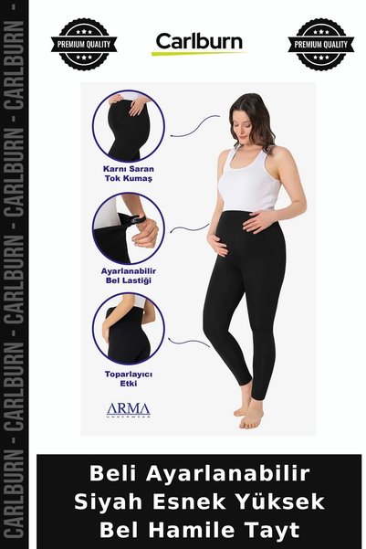 Carlburn Premium Buy Adjustable Black Stretchy High-Waisted Maternity Legging...