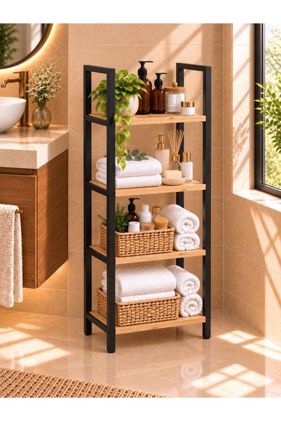 EGEMEV Banyo Düzenleyici Mutfak Rafı Banyo Dolabı Çok Amaçlı Dolap 4 Katlı Metal Mutfak Düzenleyici banyo rafı