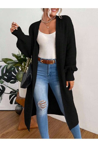 Sheya Cardigan lung, negru