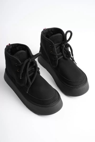 Generic Brand Women's Black Winter Fur Lined Thick Sole Boots Tr04Mk02A